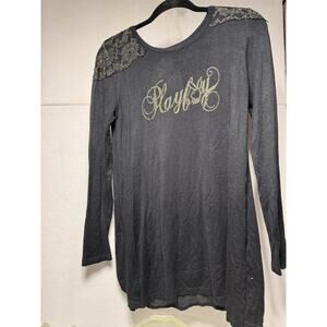 Vintage Playboy Sweater Women’s Size Medium. Black, Open Back. Rare.